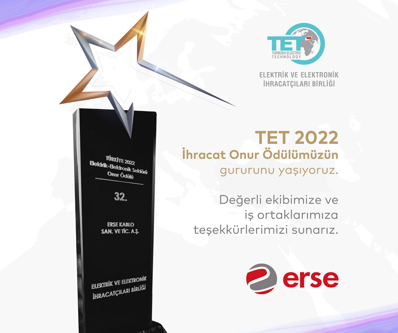 Erse Kablo, Elektrik ve Elektronik İhracatçıları Birliği Onur Listesi’nde Yükselmenin Gururunu Yaşıyor